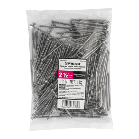 Bolsa con 1 kg de clavo estándar 2-1/2' sin cabeza, FIERO