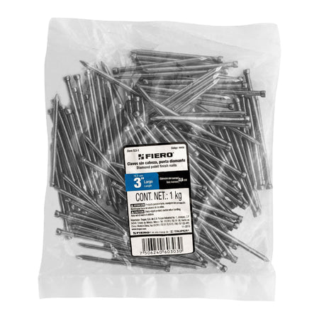 Bolsa con 1 kg de clavo estándar 3' sin cabeza, FIERO