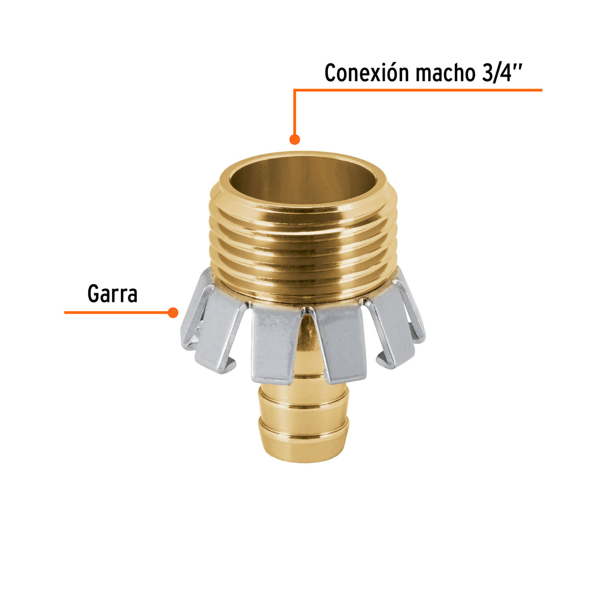 Conector 1/2" macho tipo garra de aluminio Truper