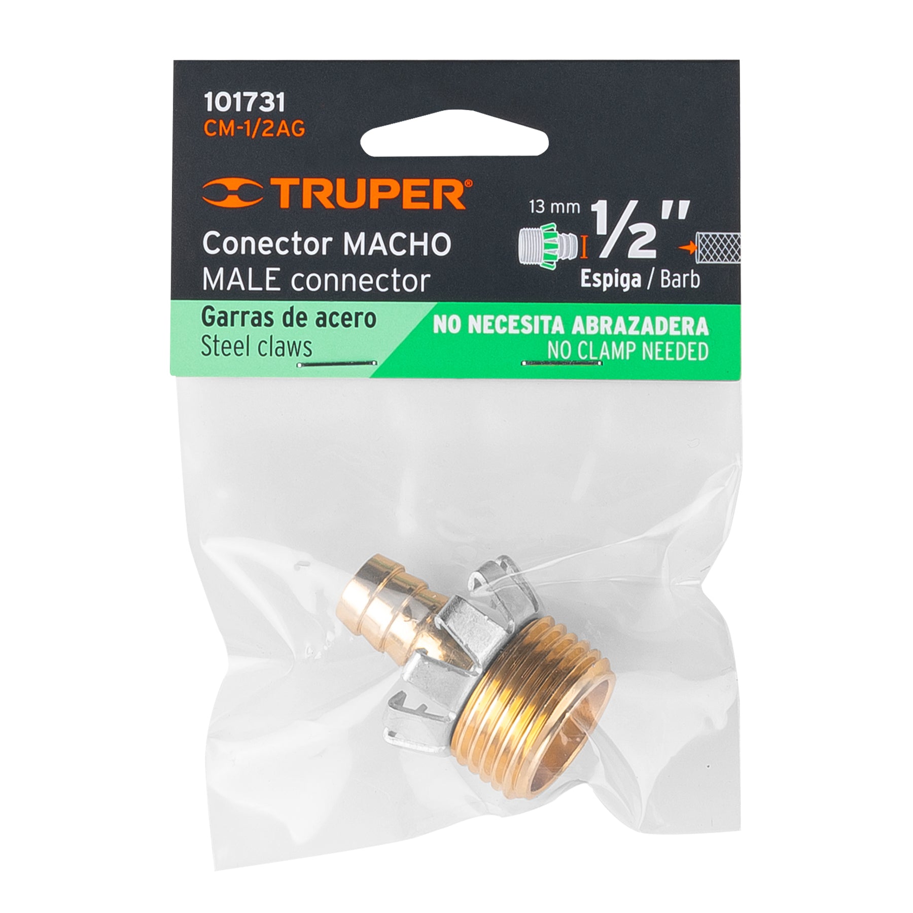 Conector 1/2" macho tipo garra de aluminio Truper