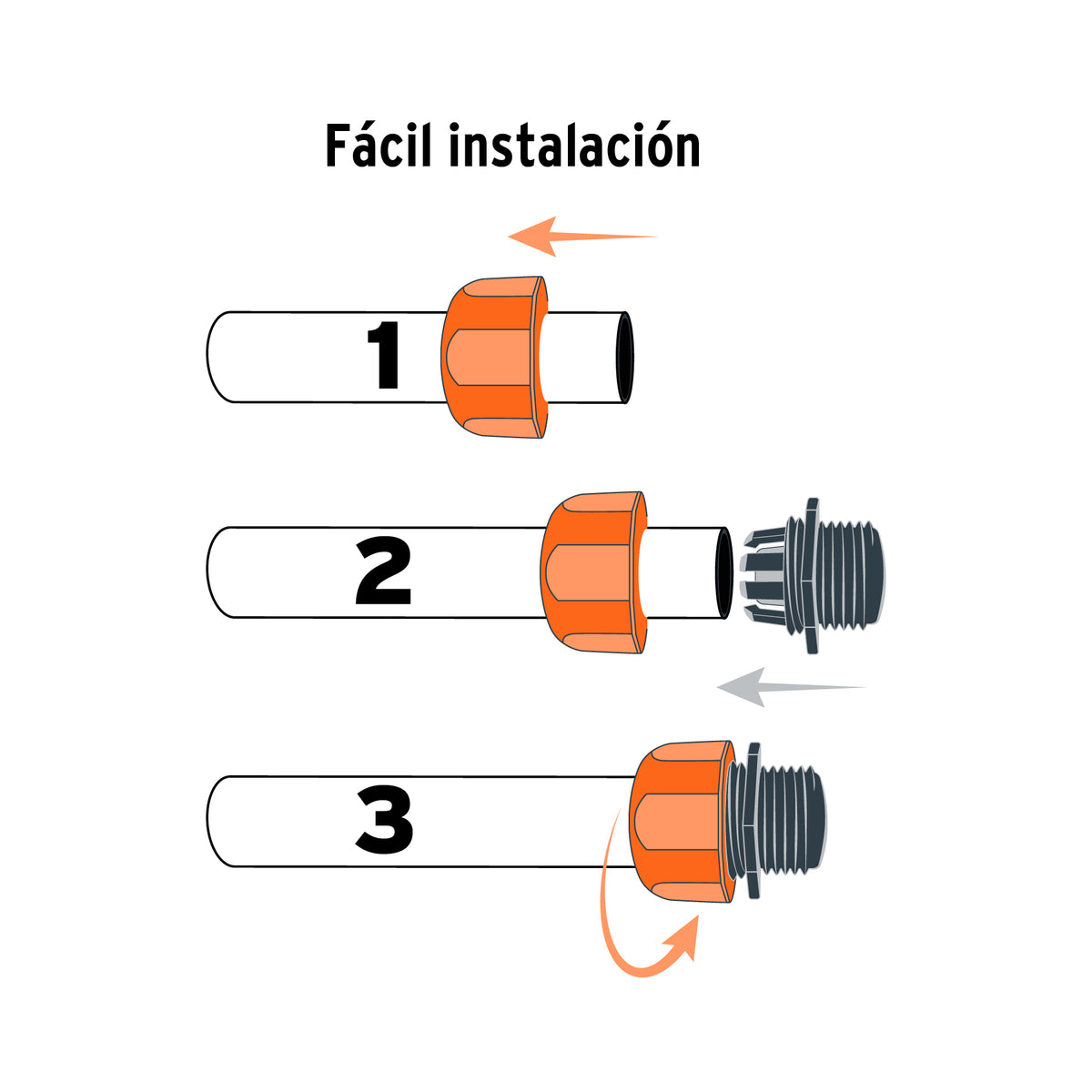 Conector 1/2" macho de ABS con tuerca de ajuste manual