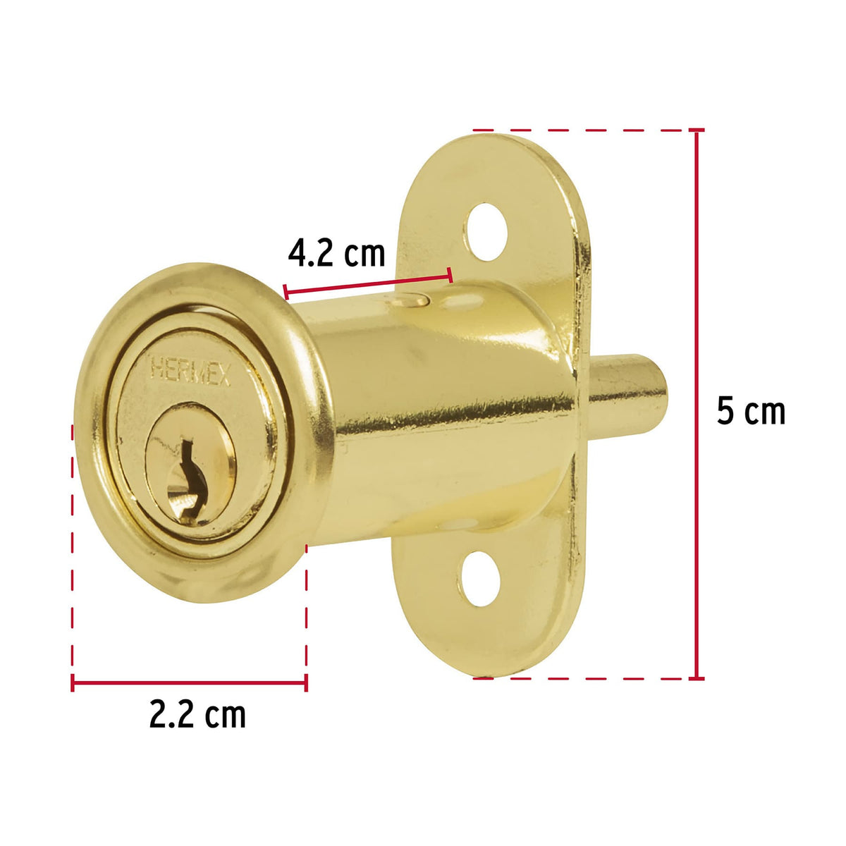 Cerradura para mueble, modelo 20, latón, HERMEX