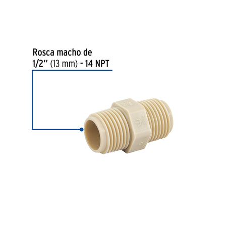 Niple corrido de polipropileno FOSET 1/2"