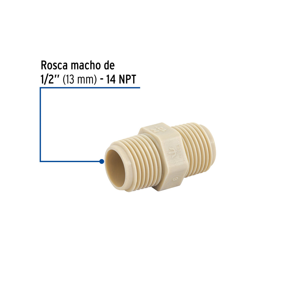 Niple corrido de polipropileno FOSET 1/2"