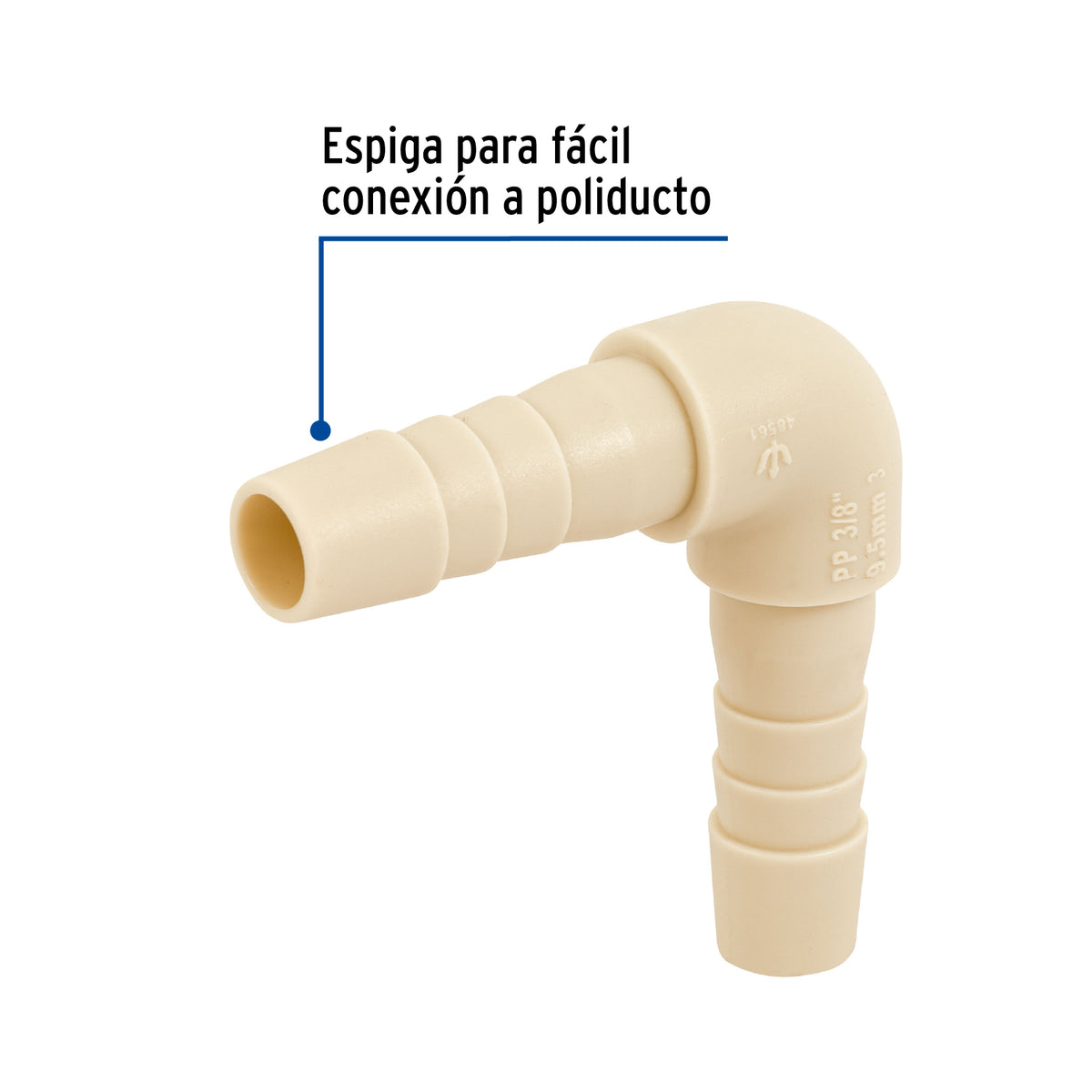 Codo 90° inserción de 3/8' de polipropileno, FOSET