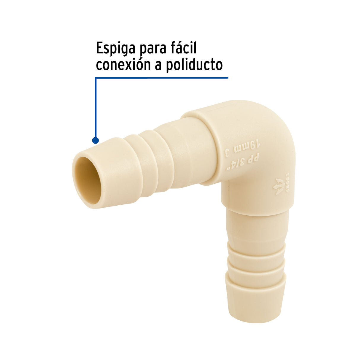 Codo 90° insercion de de polipropileno FOSET 3/4"