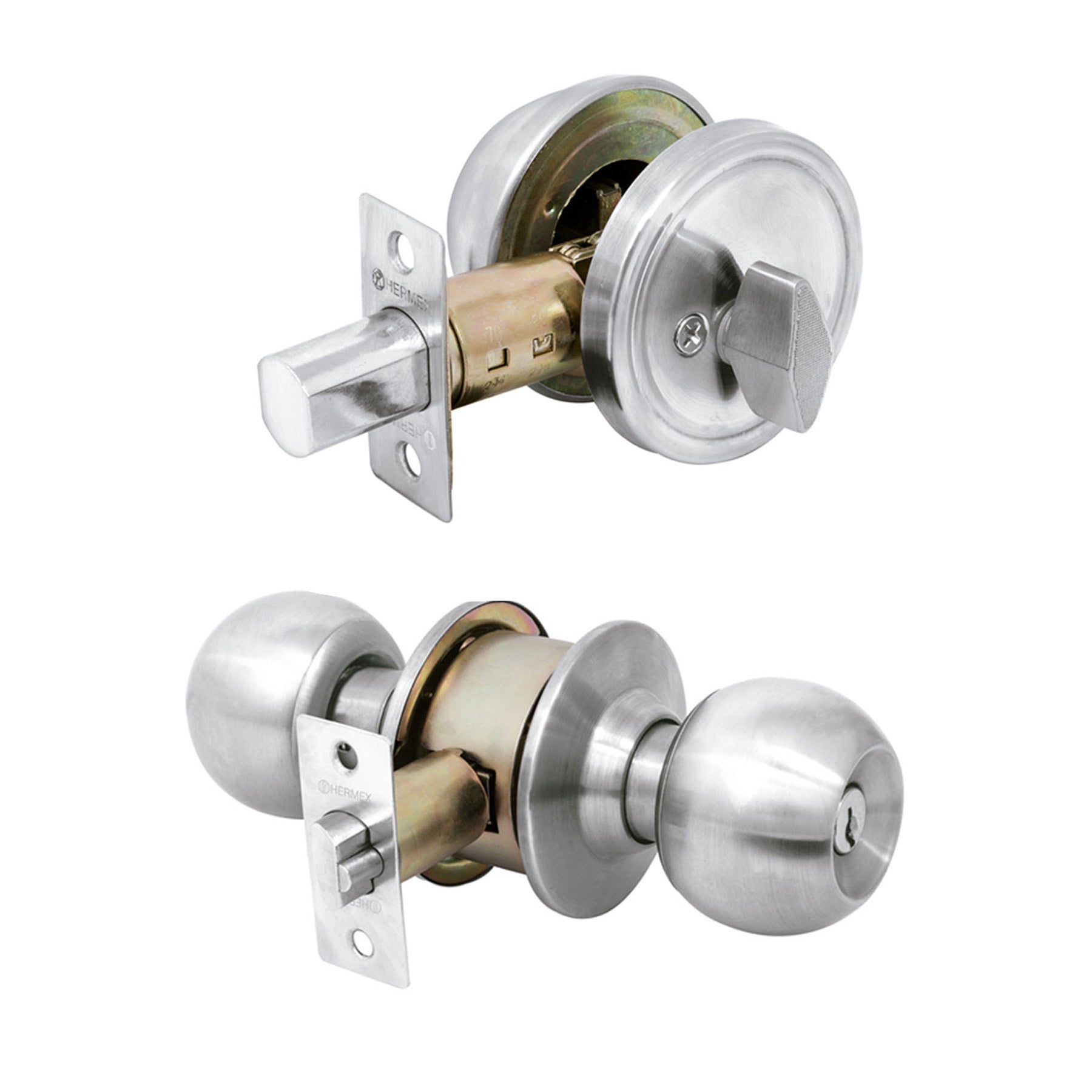 Combo cerraduras llave-mariposa HERMEX BASIC cromo