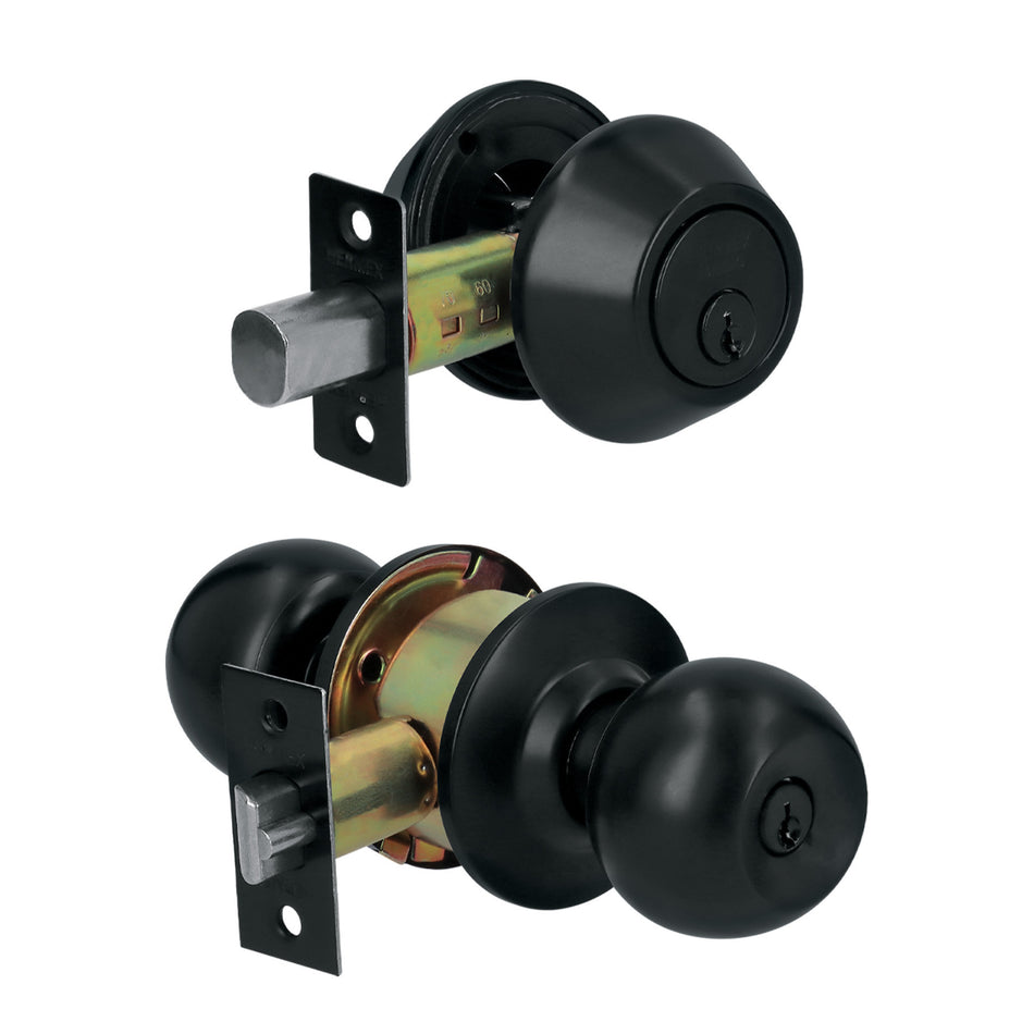 Combo cerraduras llave-llave HERMEX BASIC negro