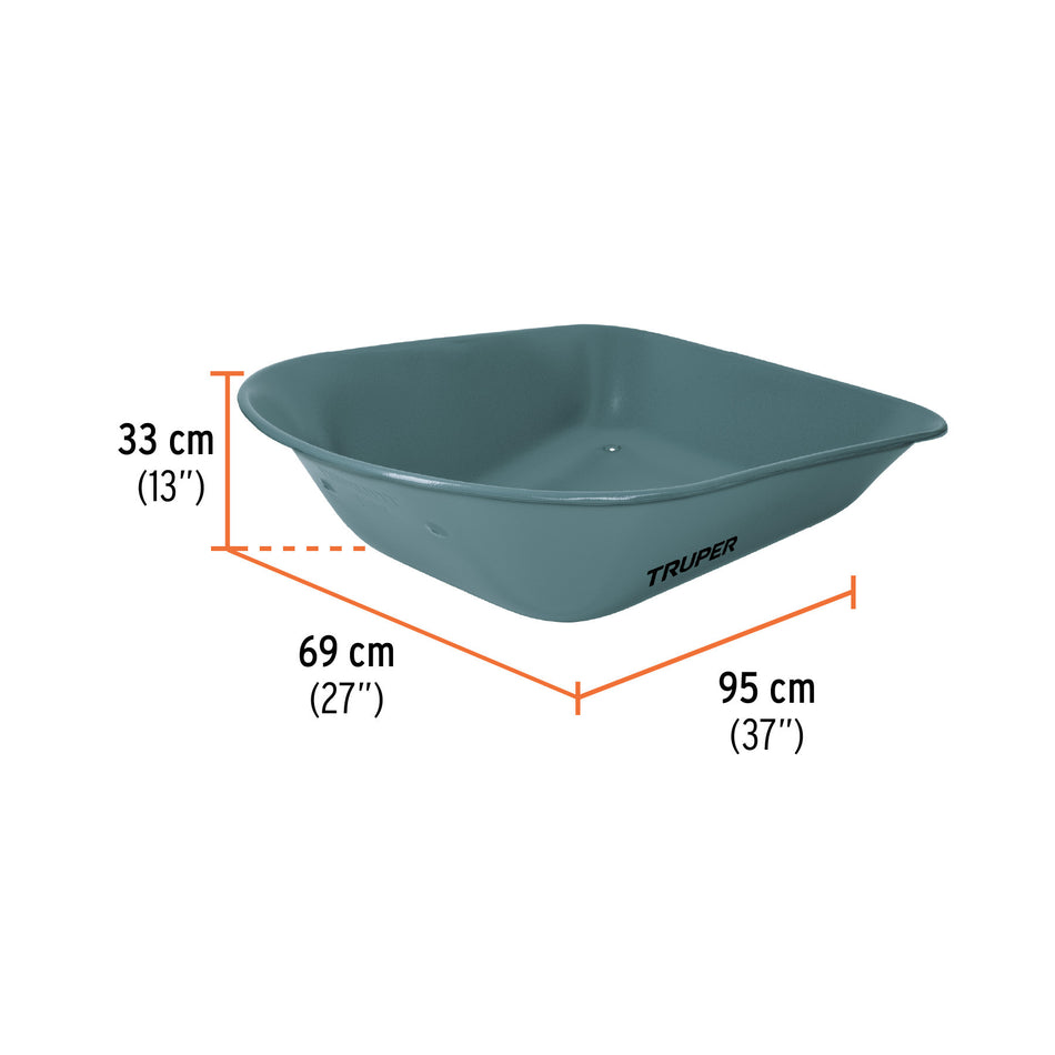 Carretilla 5 ft3 Imponchable, bastidor tubular, Truper