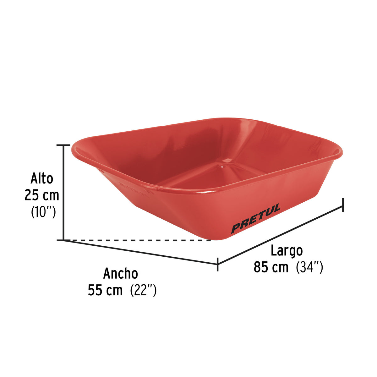 Carretilla 3.5 ft3 roja, angosta ,neumática, tubular, PRETUL