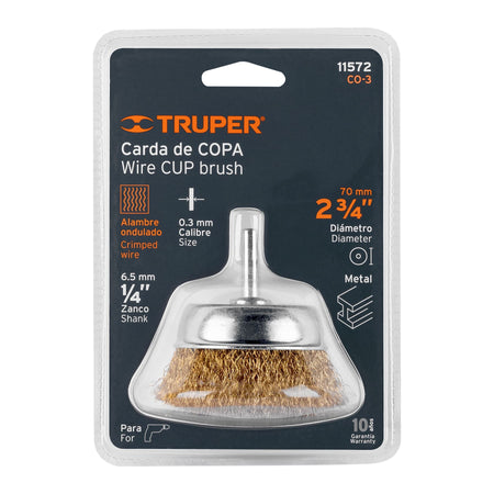 Carda de copa alambre grueso para taladro TRUPER 2-3/4"