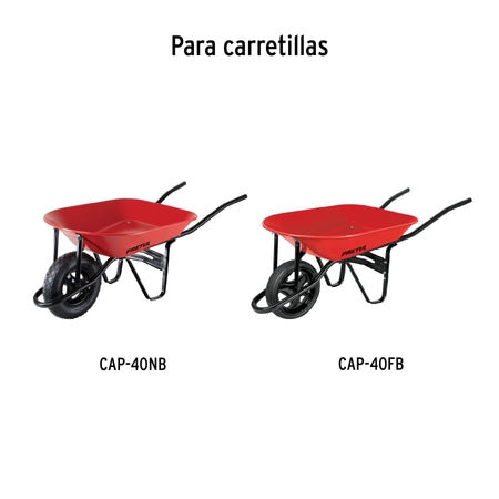 Carretilla 4 ft3 roja, neumática, bastidor tubular, PRETUL