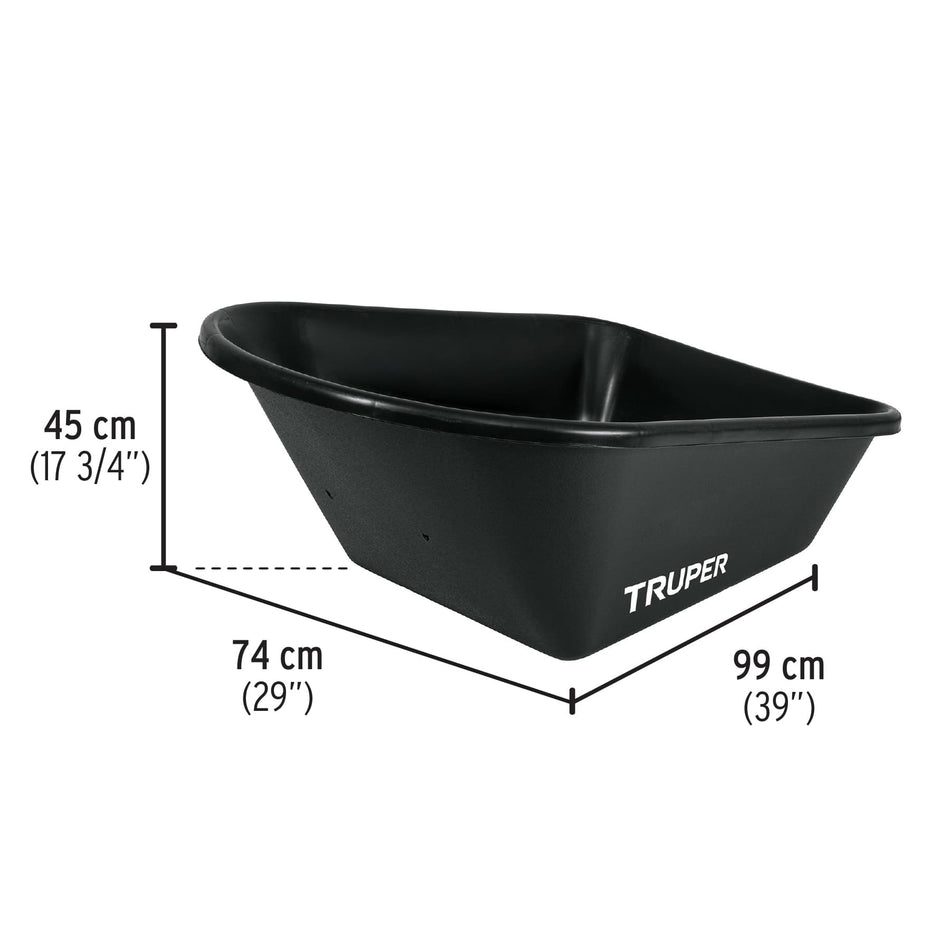 Carretilla concha plástica 6 ft3 Neumática, bastidor tubular