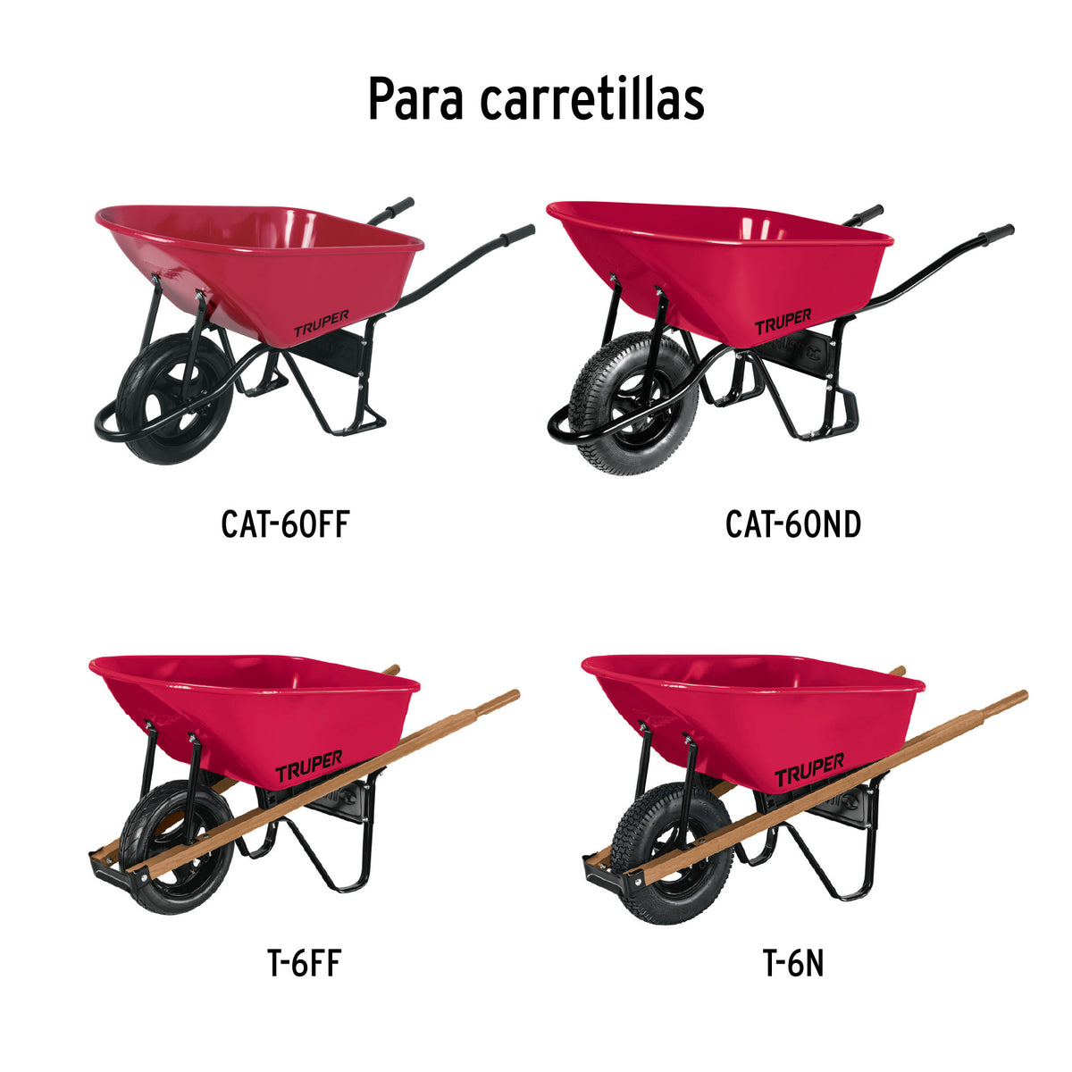 Carretilla 6 ft3 Imponchable, bastidor tubular, Truper