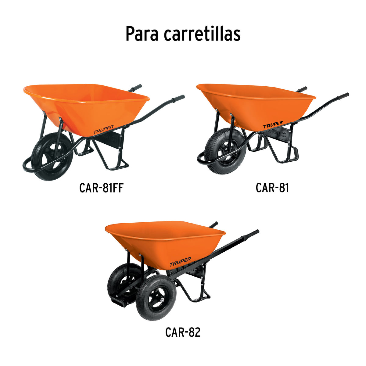 Carretilla 8 ft3 Imponchable, bastidor tubular, Truper