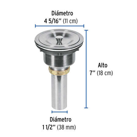 Contracanasta 3-1/2" inox cuerpo profundocon tapa RIVIERA