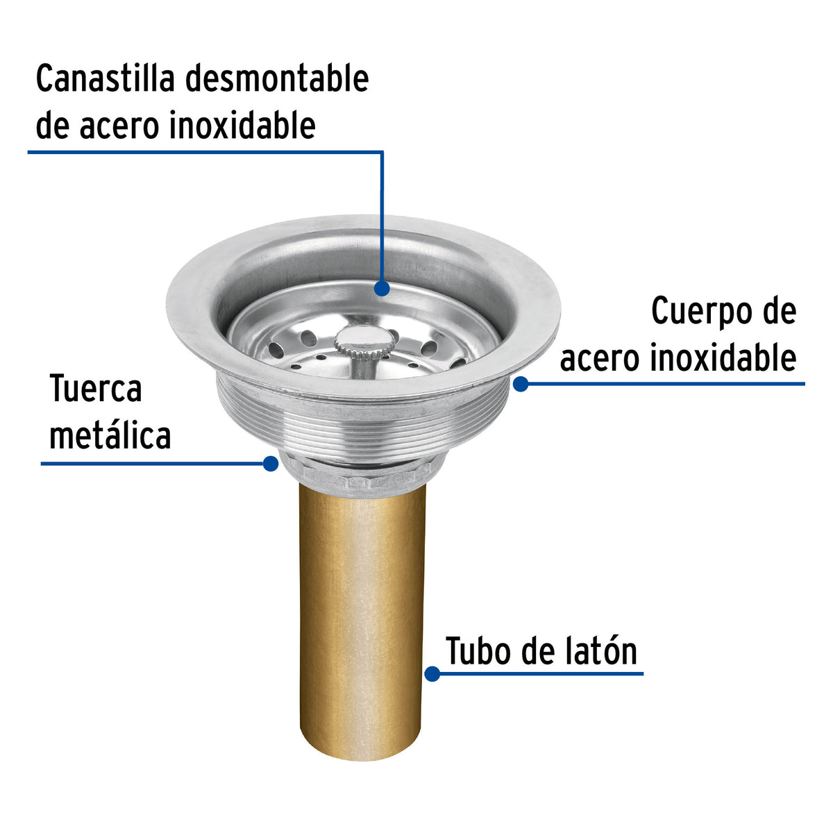 Contracanasta 3-1/2" inox tubo laton FOSET