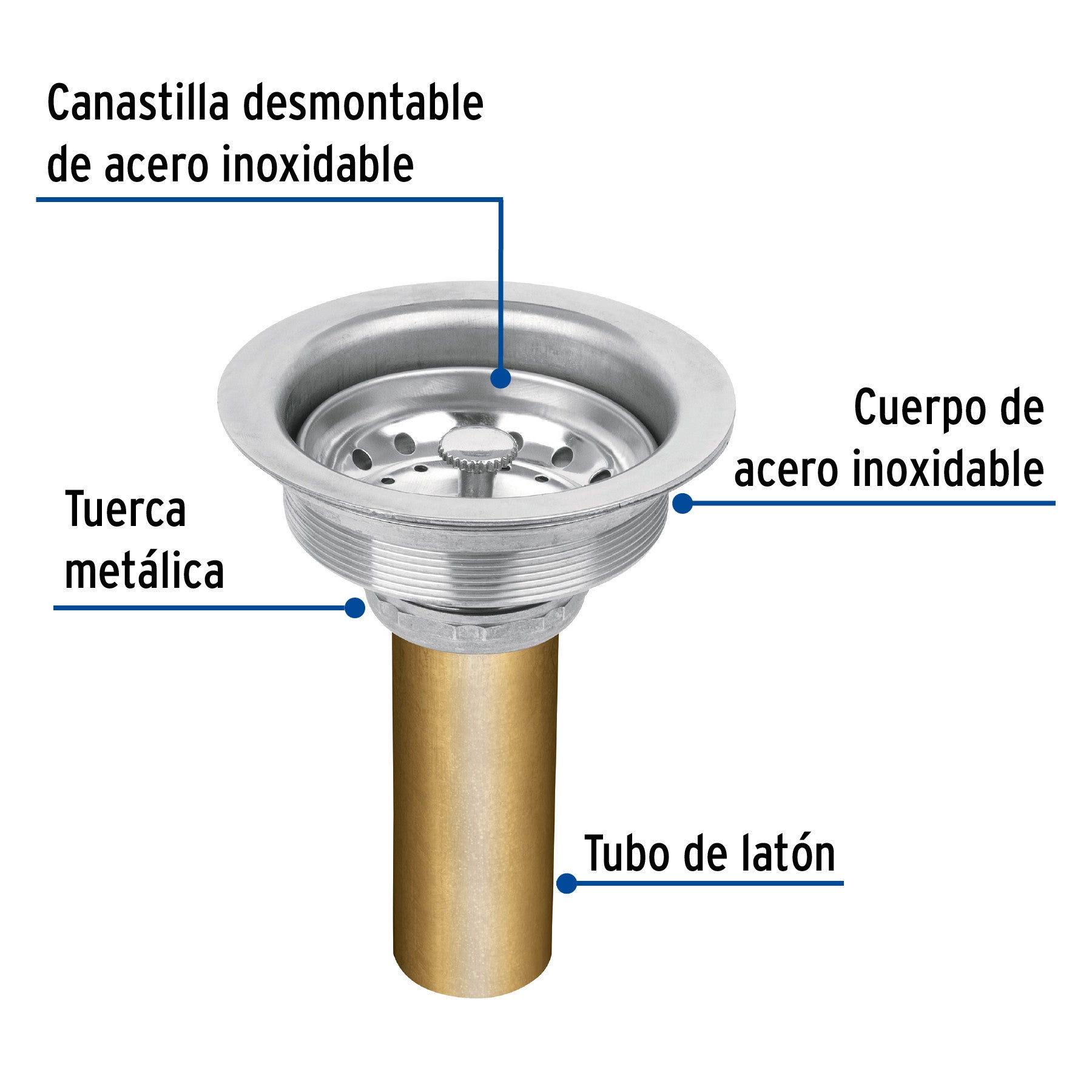 Contracanasta 3-1/2" inox tubo laton FOSET