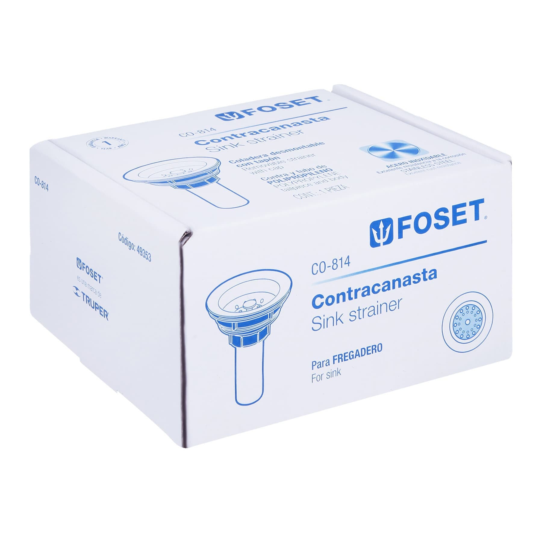 Contracanasta 3-1/2" inox tubo plastico FOSET