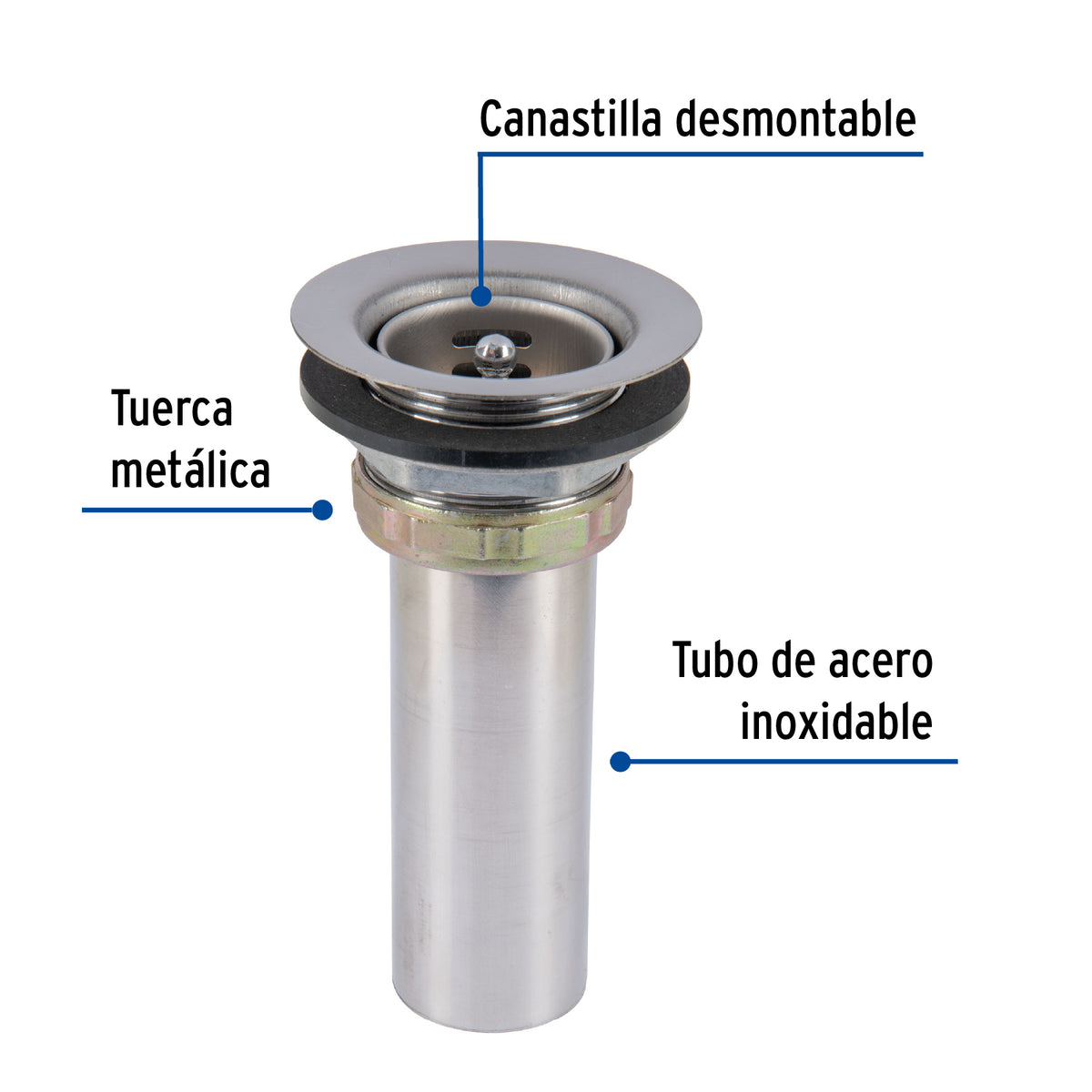 Contracanasta 2-1/2" inox tipo bar FOSET