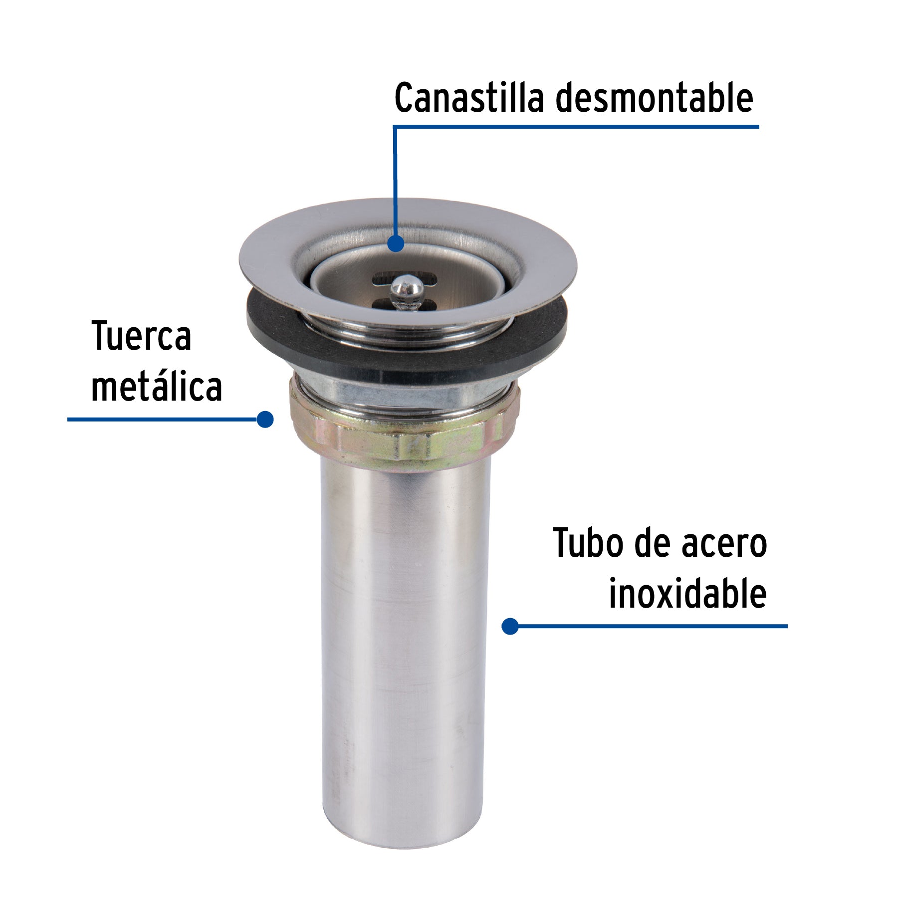 Contracanasta 2-1/2" inox tipo bar FOSET