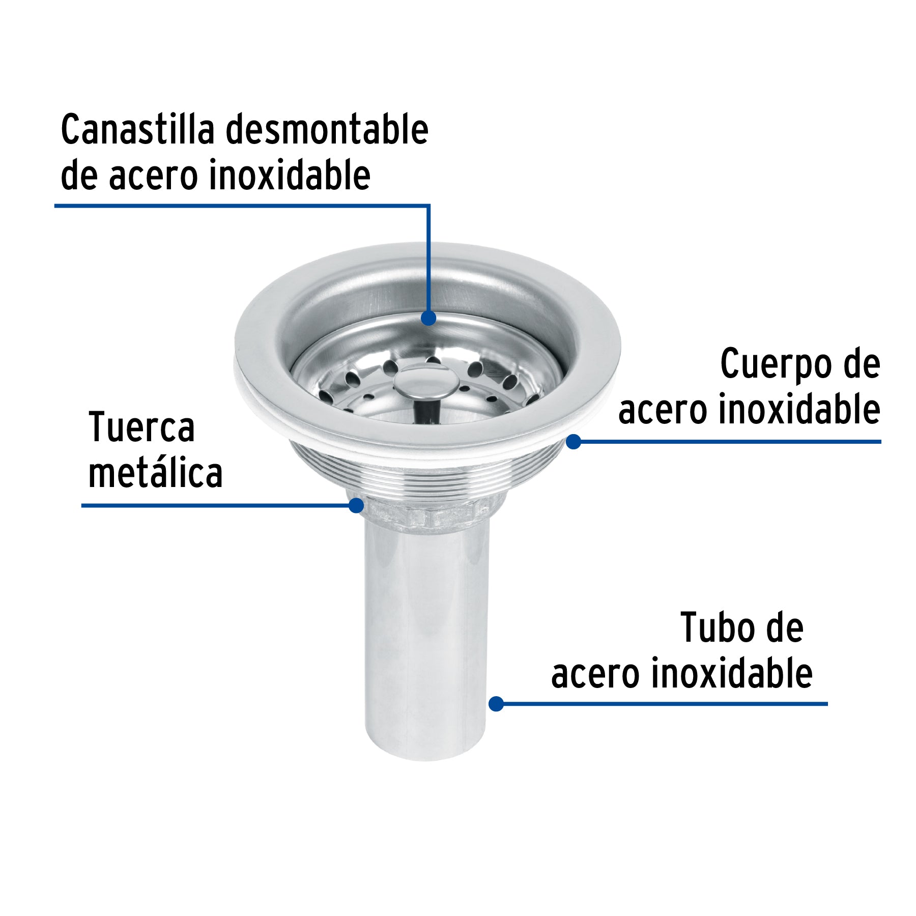 Contracanasta 3-1/2" inox tubo inox FOSET