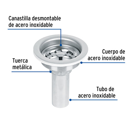 Contracanasta 3-1/2" inox tubo inox FOSET