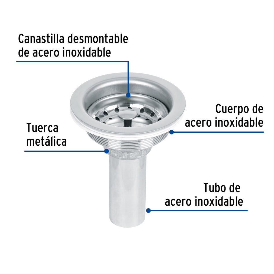 Contracanasta 3-1/2" inox tubo inox FOSET