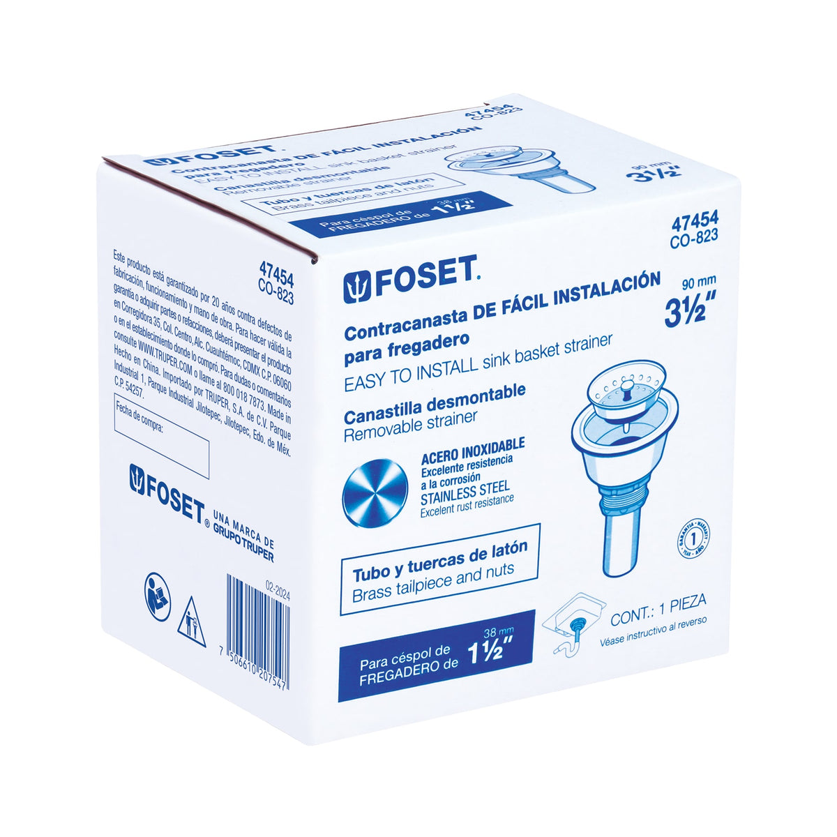 Contracanasta 3-1/2" inox instalafacil cpo profundo FOSET