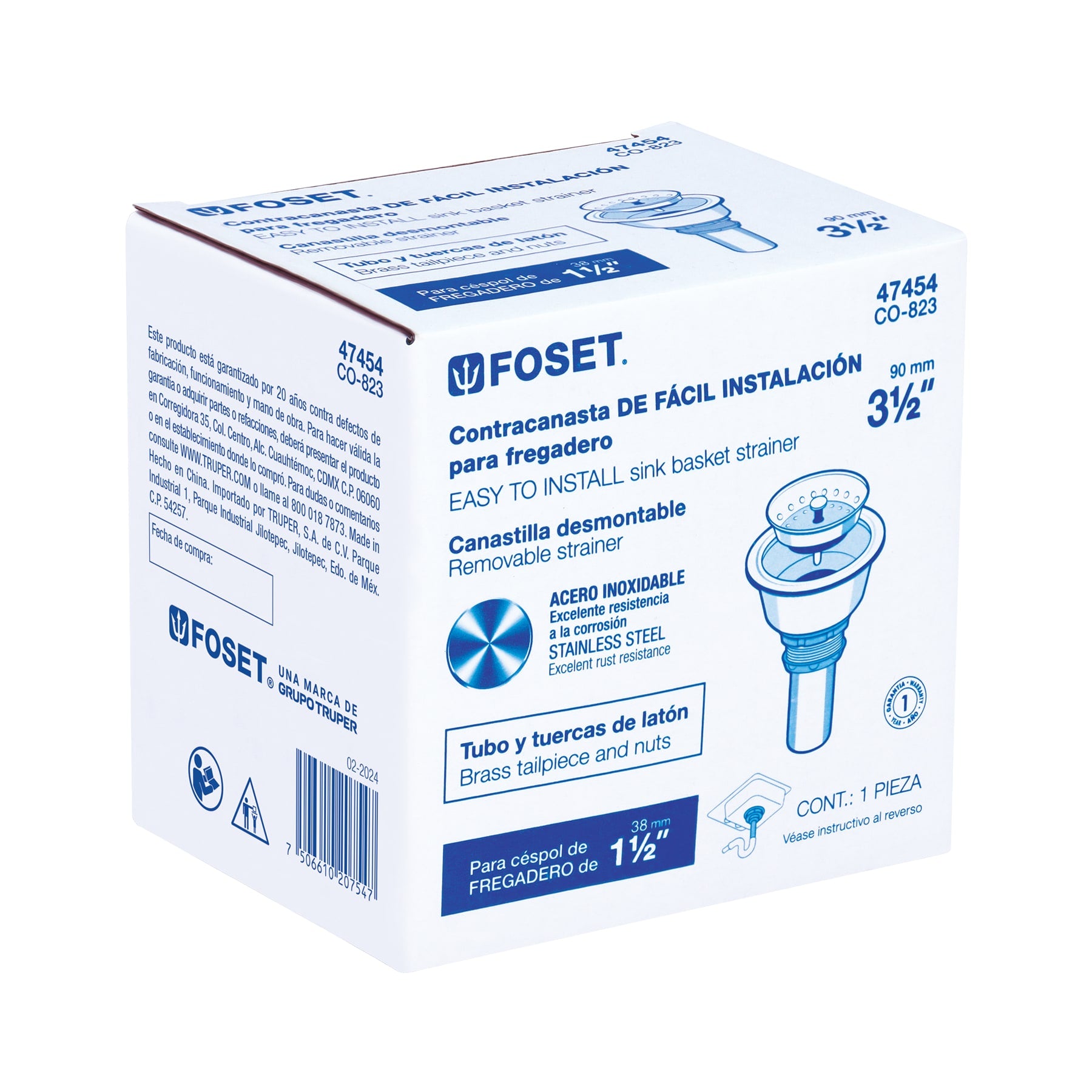 Contracanasta 3-1/2" inox instalafacil cpo profundo FOSET
