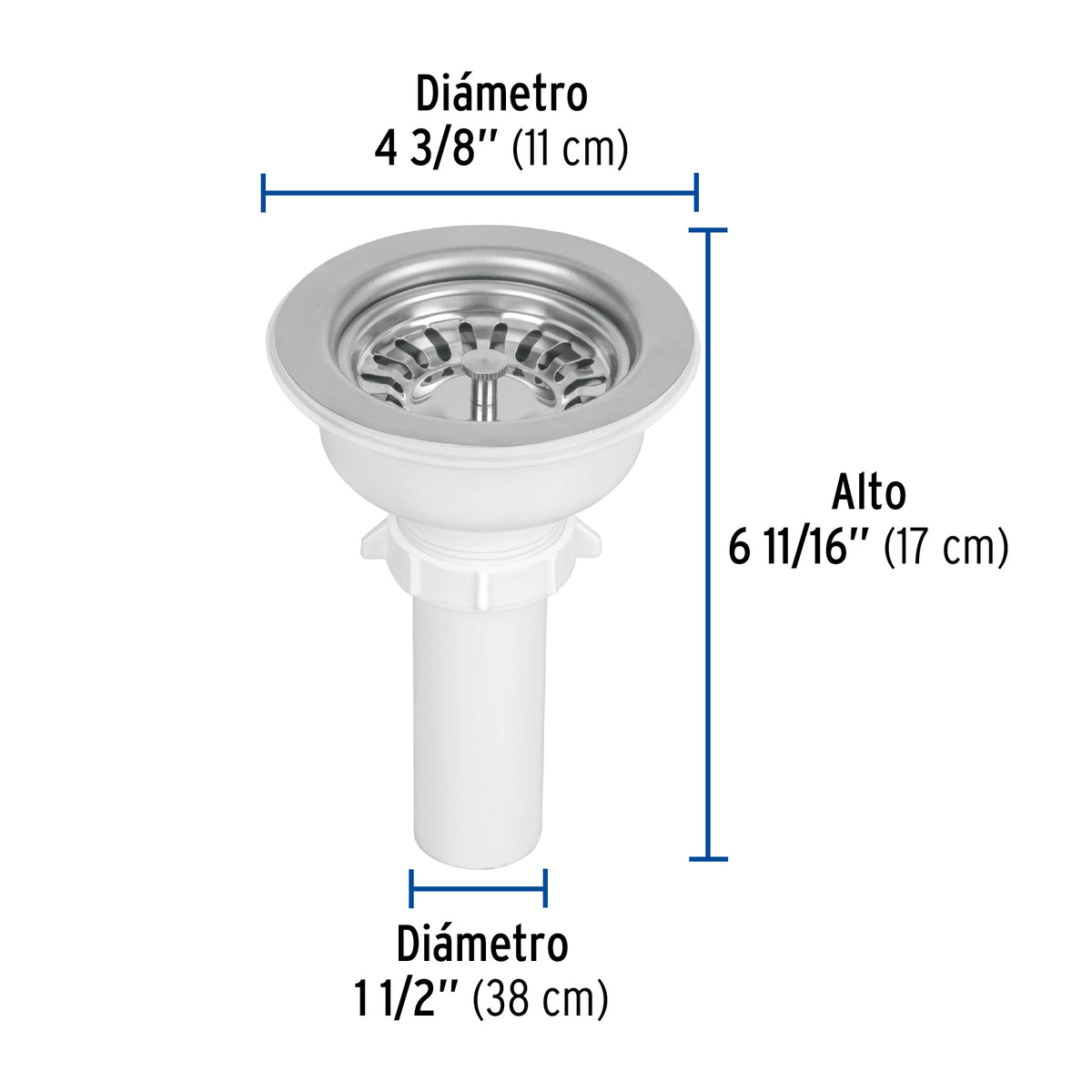 Contracanasta 3-1/2" inox instalafacil tubo plastico FOSET