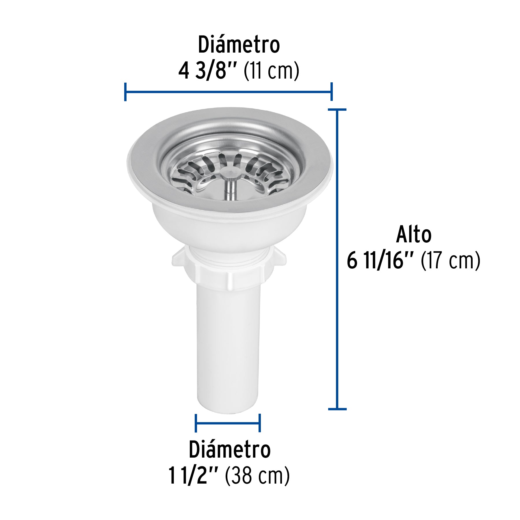 Contracanasta 3-1/2" inox instalafacil tubo plastico FOSET