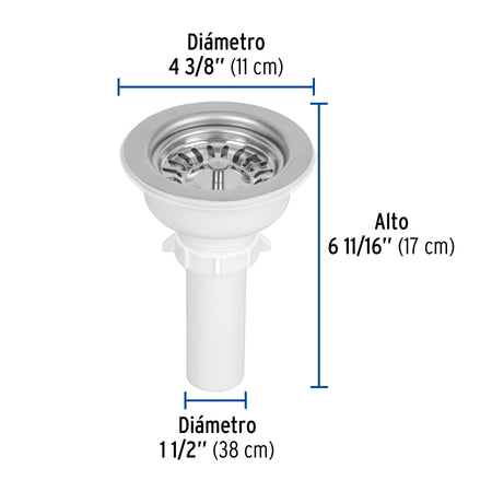 Contracanasta 3-1/2" inox instalafacil tubo plastico FOSET
