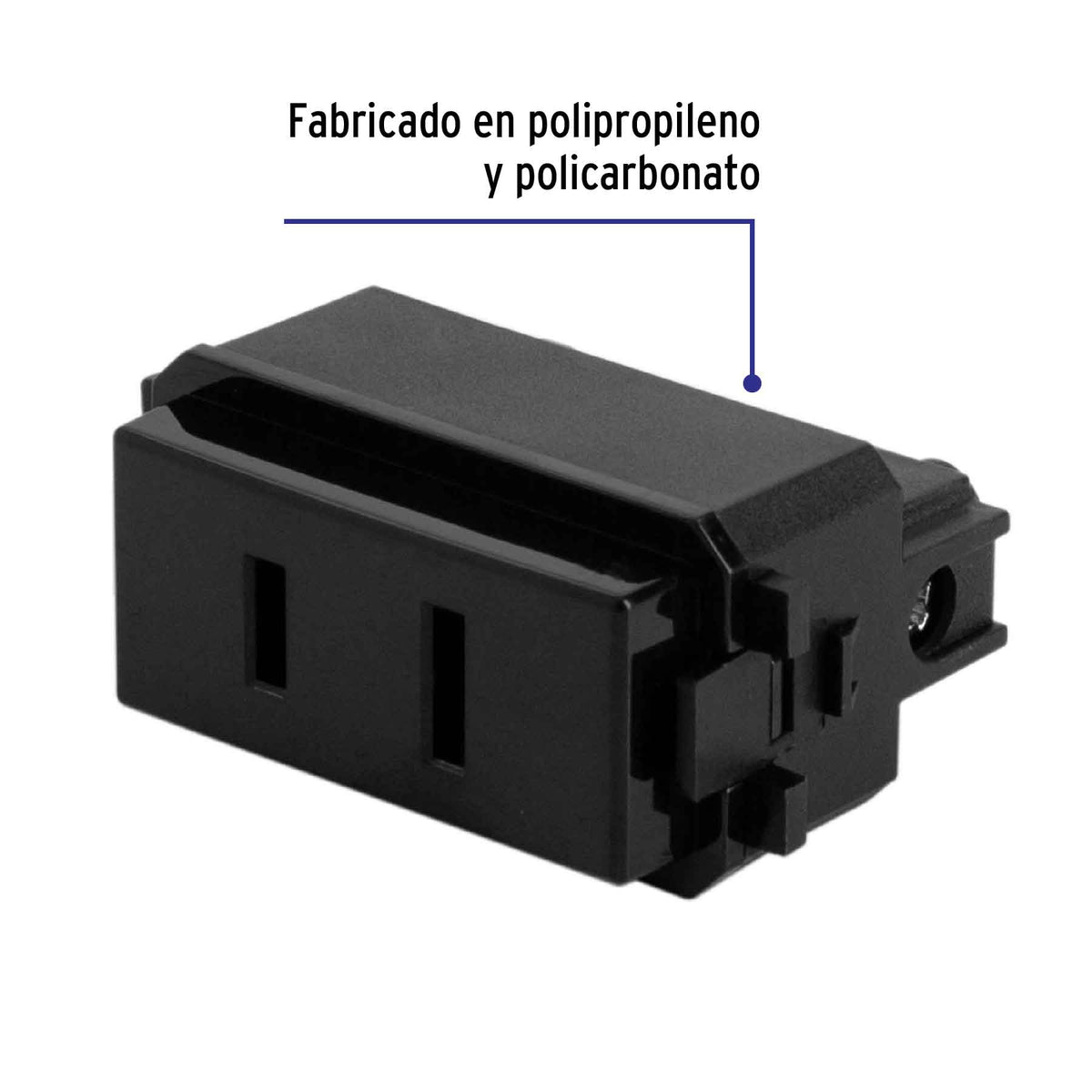 Contacto sencillo, 2polos, sin tierra, negro, Línea Italiana