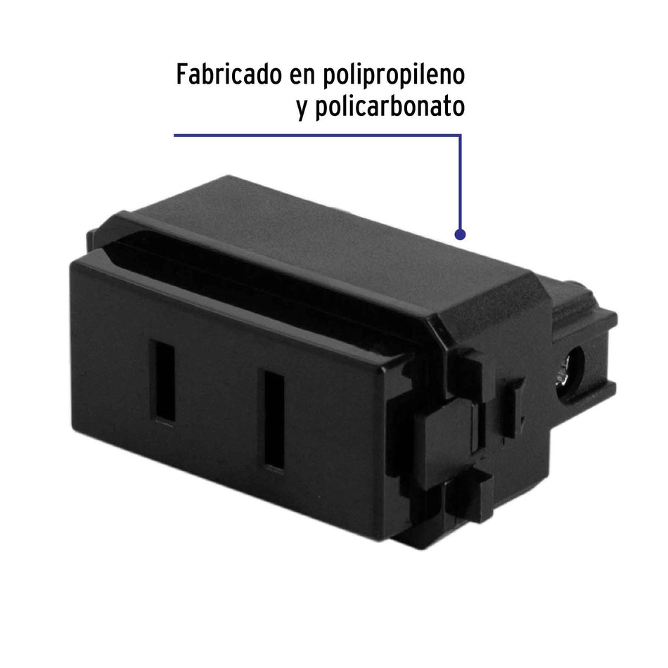 Contacto sencillo, 2polos, sin tierra, negro, Línea Italiana