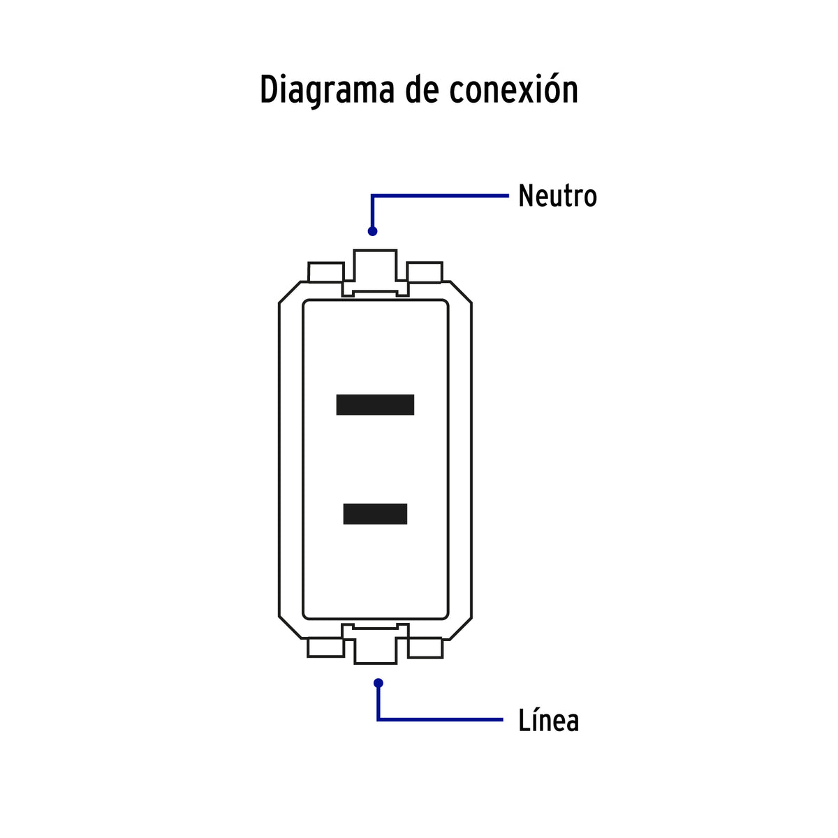 Contacto sencillo, 2polos, sin tierra, negro, Línea Italiana