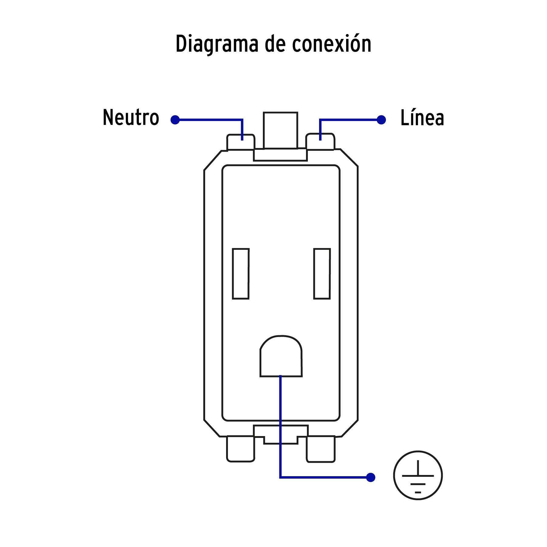 Contacto 2 polos + tierra, marfil, línea Volteck Basic