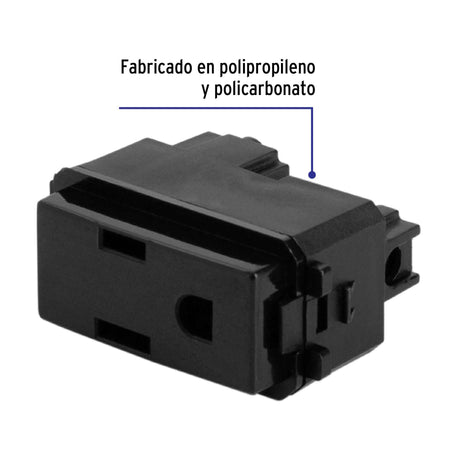 Contacto sencillo, 2 polos + tierra, línea Italiana, negro