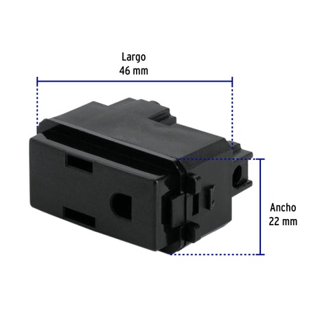 Contacto sencillo, 2 polos + tierra, línea Italiana, negro