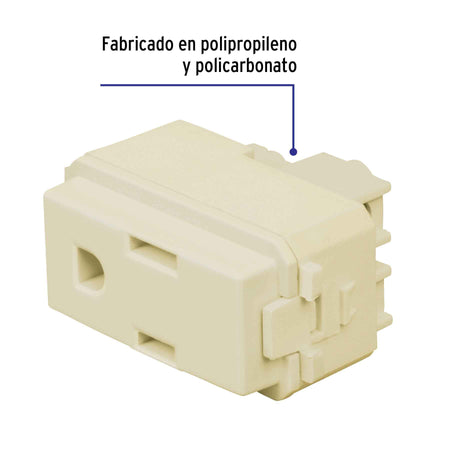 Contacto sencillo, 2 polos + tierra, línea Italiana, marfil