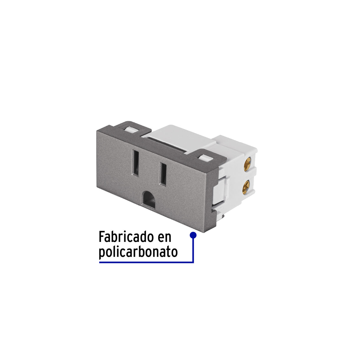 Contacto aterrizado acero inox de 1 módulo, línea Lisboa