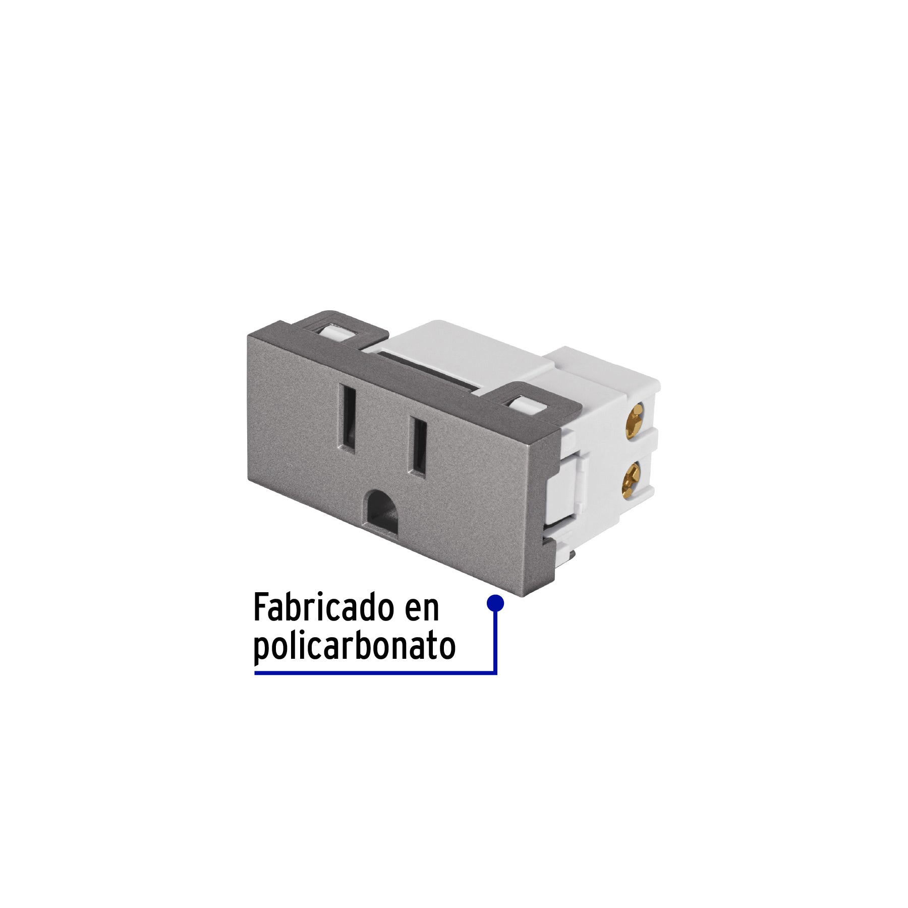 Contacto aterrizado acero inox de 1 módulo, línea Lisboa