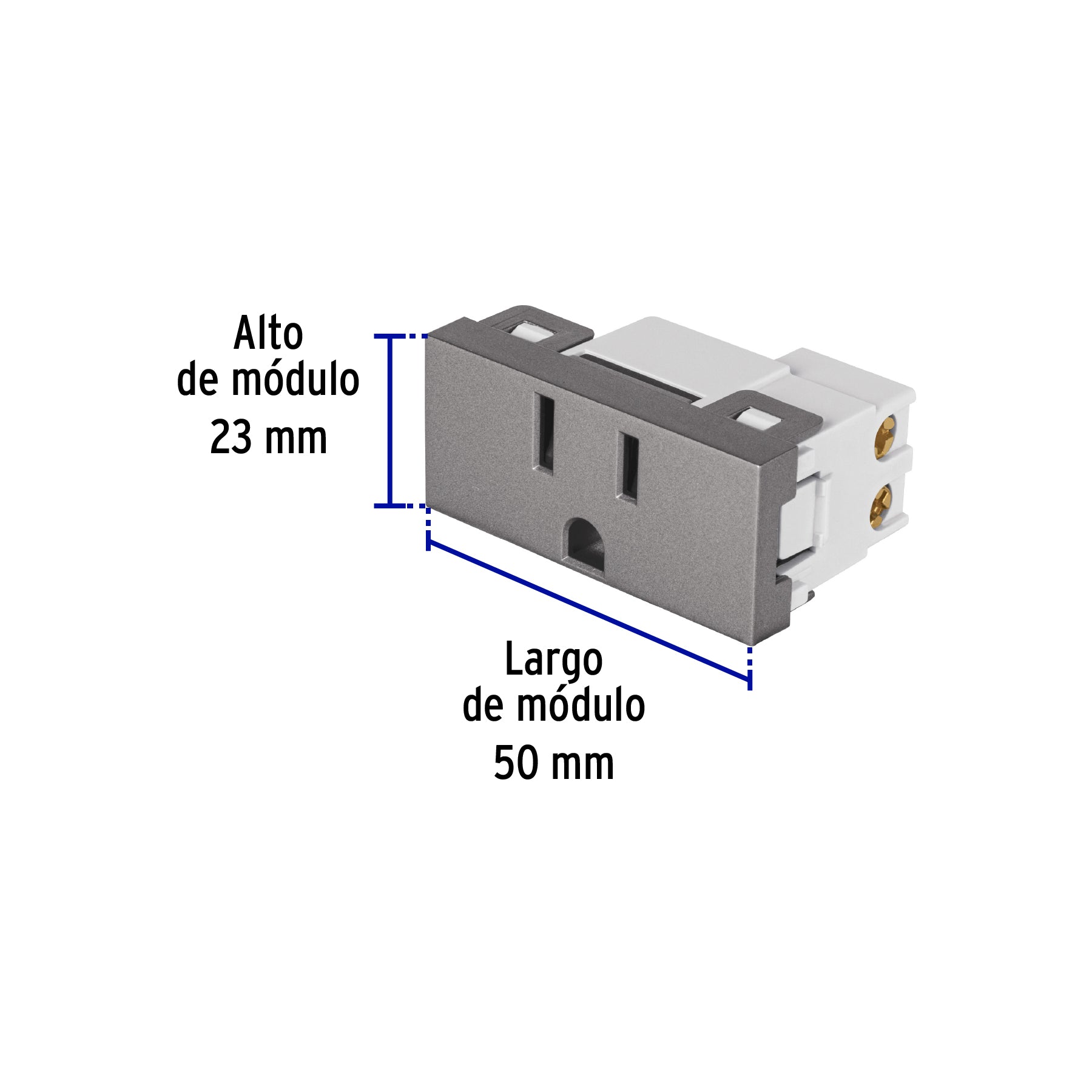 Contacto aterrizado acero inox de 1 módulo, línea Lisboa