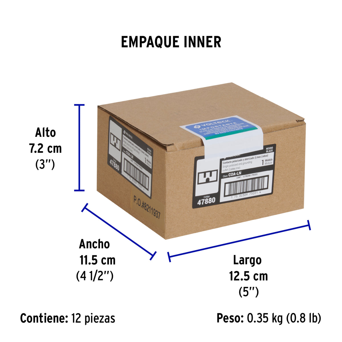 Contacto aterrizado negro de 1 modulo linea Lisboa Volteck