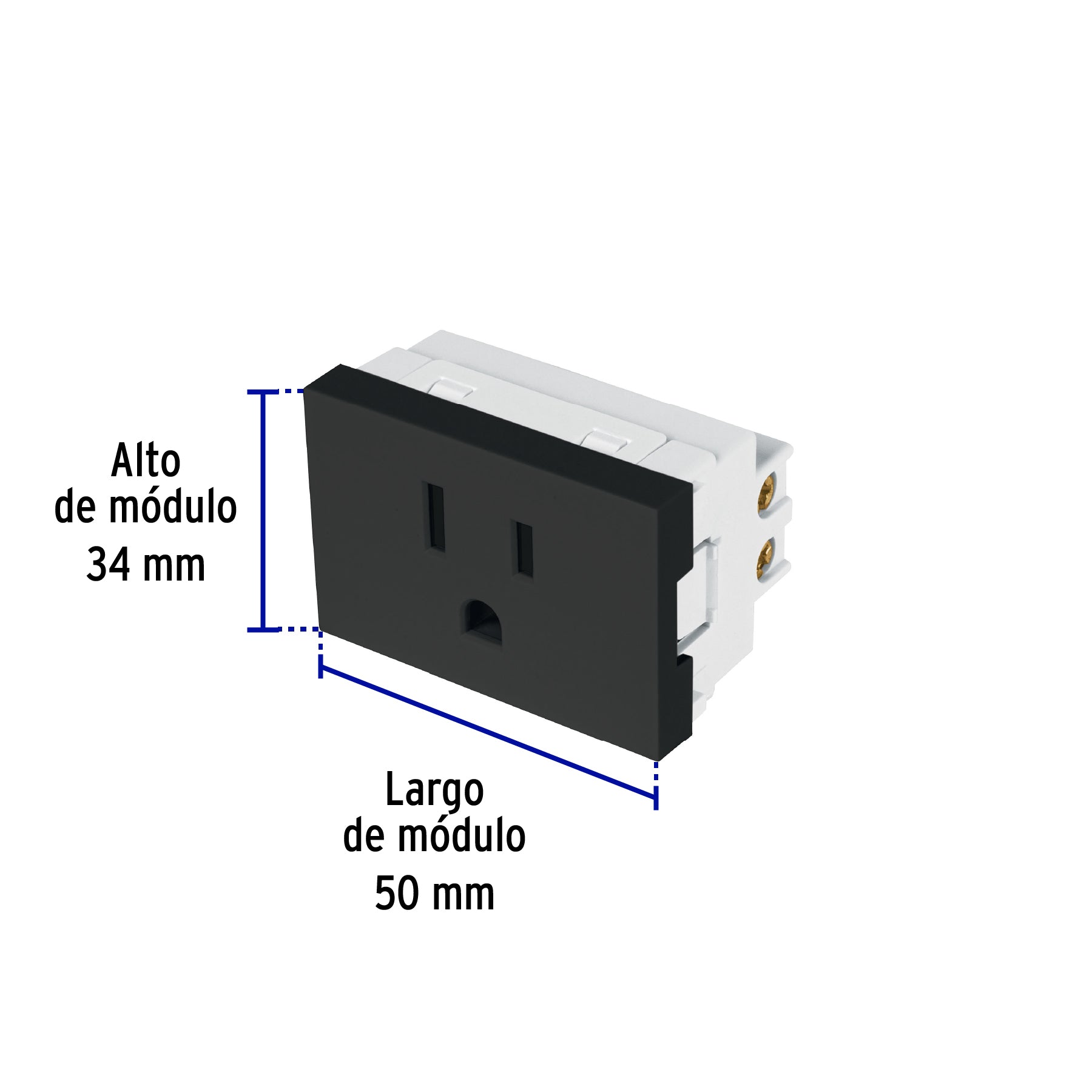 Contacto aterrizado de 1.5 modulos linea Lisboa negro
