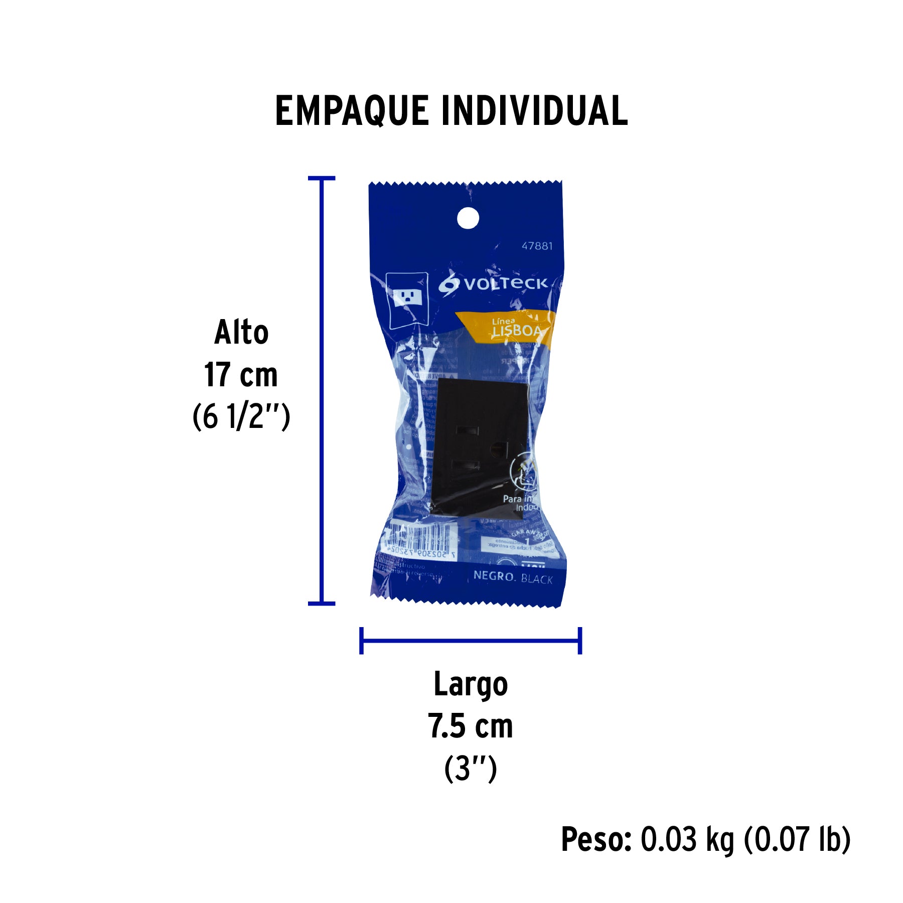 Contacto aterrizado de 1.5 modulos linea Lisboa negro