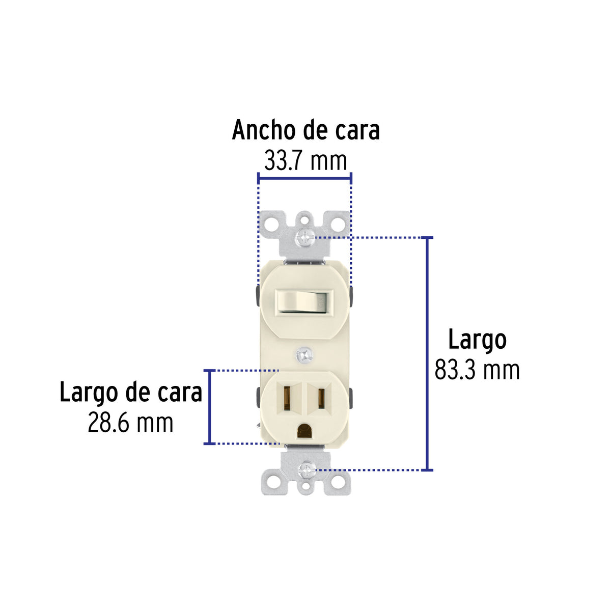 Interruptor de palanca con contacto, Standard, marfil