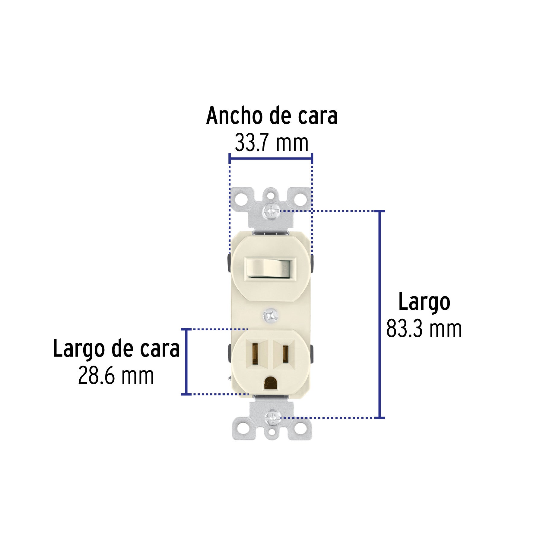 Interruptor de palanca con contacto, Standard, marfil