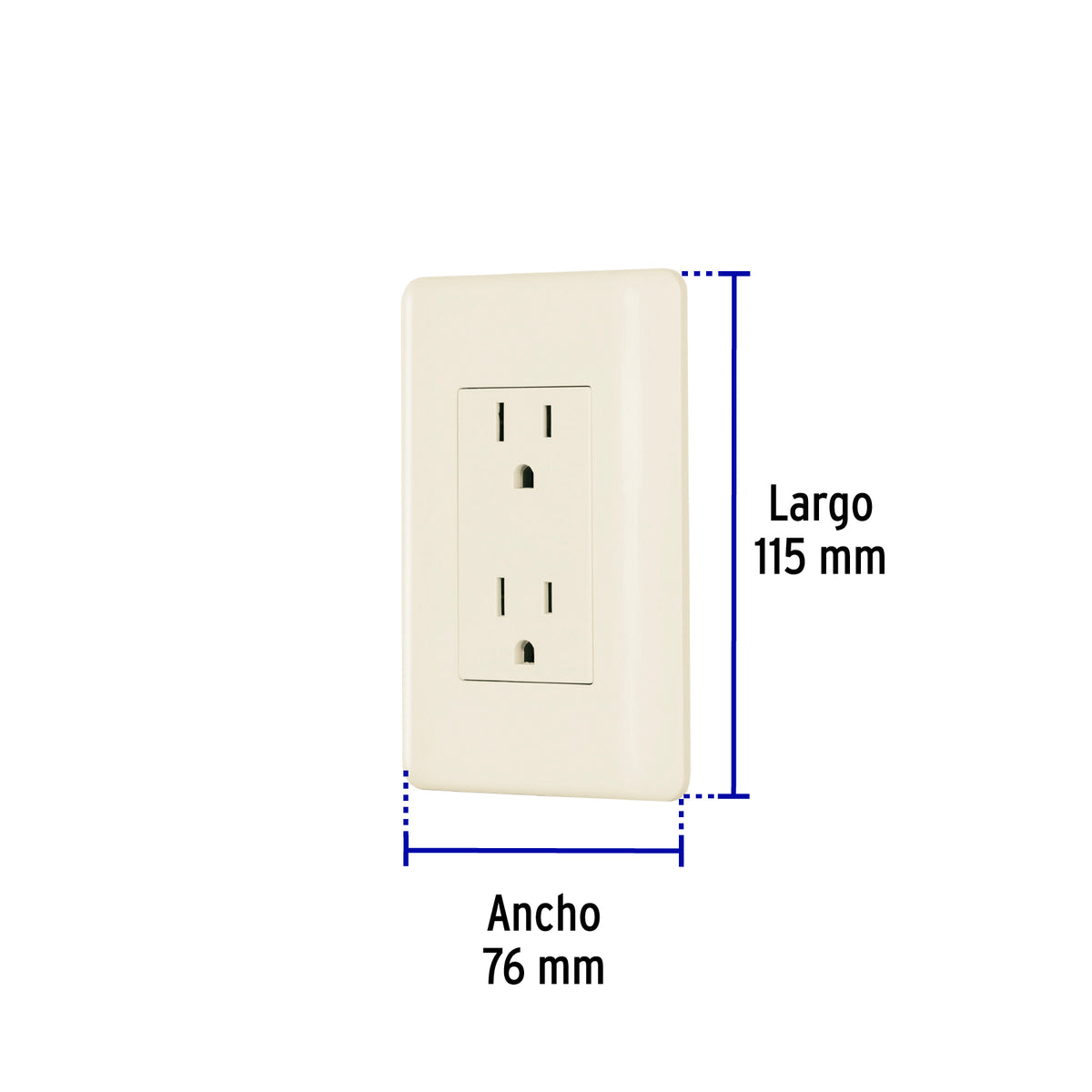 Contacto dúplex aterrizado, marfil, Volteck Basic