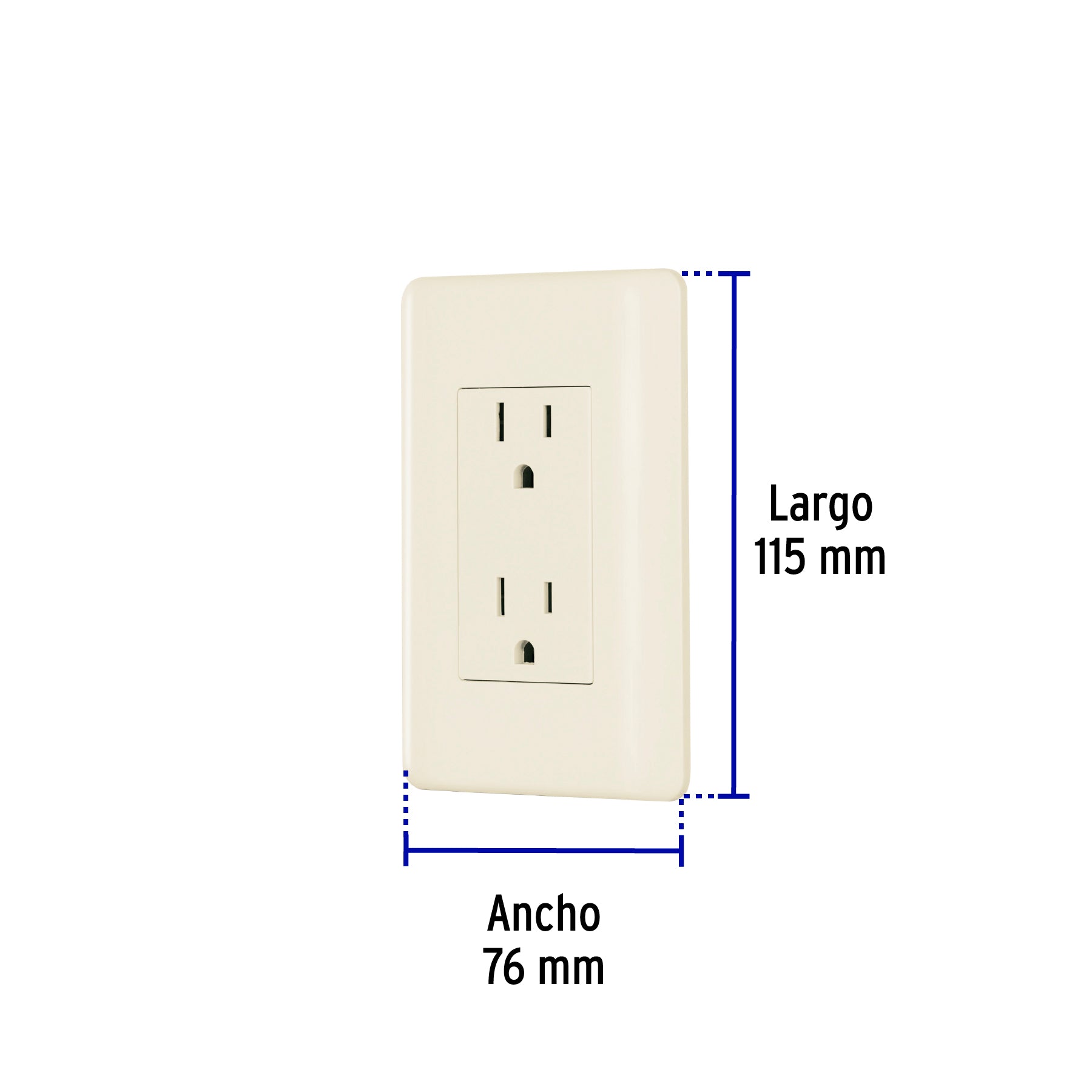Contacto dúplex aterrizado, marfil, Volteck Basic